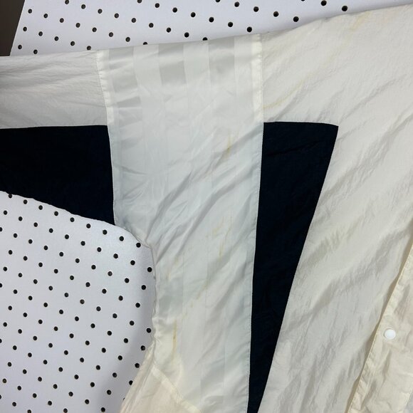 Vtg‎ 90s Nike Windbreaker Jacket Large Off White Black Striped Color Block READ - Picture 3 of 9